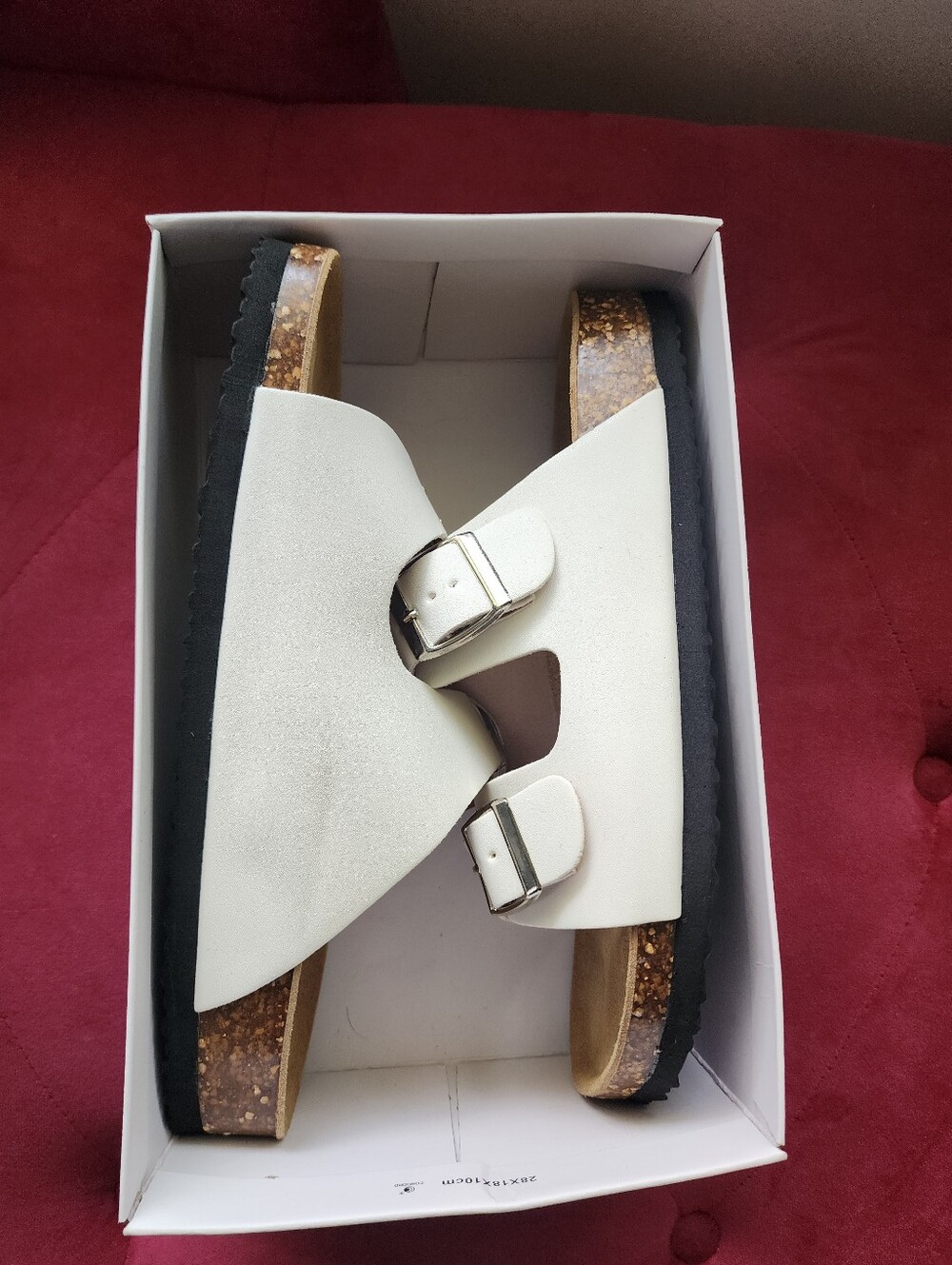 White Double-Buckle Woman Slide Sandals